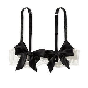 Victoria’s Secret Dream angels shine straps black and white tuxedo bowtie bra